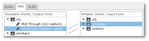 Connections in QJackCtl