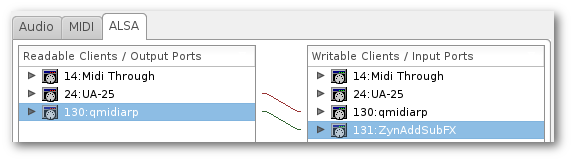 Connections in QJackCtl with ALSA MIDI